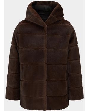 Lyla Grant Horizontal Faux-Fur Hooded Jacket - Brown