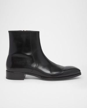 Tom Ford Apos;S Elkan Burnished Leather Zip Boots - Black
