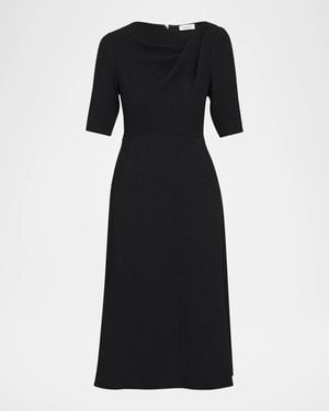 Teri Jon Crêpe Asymmetric A-Line Cocktail Dress - Black