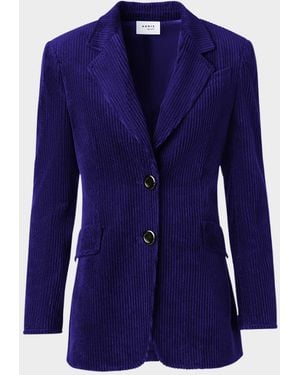 Akris Punto Washed Viscose Corduroy Boyfriend Blazer - Blue