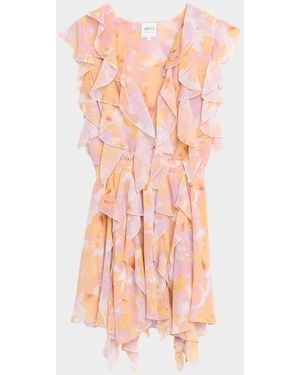 MISA Los Angles Jasmine Ruffled Floral Mini Dress - Pink