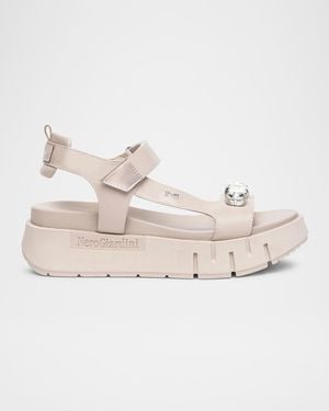 Nero Giardini Stone Embellished Leather Sandals - Natural