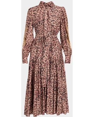 Kobi Halperin Jordy Beaded Animal-Print Midi Dress - Natural