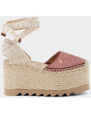 Stella McCartney 80Mm Gaia Raffia Ankle-Tie Platform Espadrilles - Natural