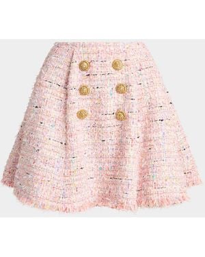 Balmain Tweed Mini Skirt - Pink