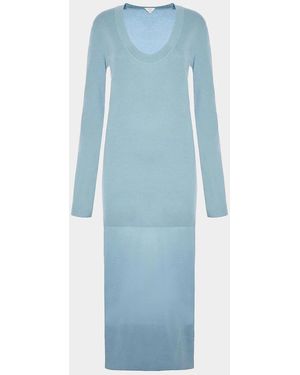 Malo Cashmere Sheer Panel Sweaterdress - Blue
