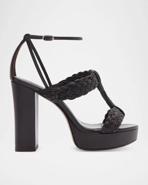 Alexandre Birman 110Mm Thalia Woven Leather Platform Sandals - Black