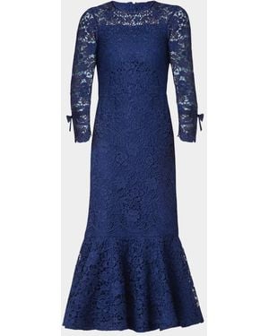 Shoshanna Suzanne Floral Lace Mermaid Midi Dress - Blue