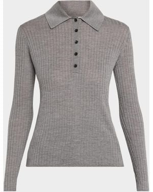 A.L.C. Alex Long-Sleeve Ribbed Wool Top - Gray