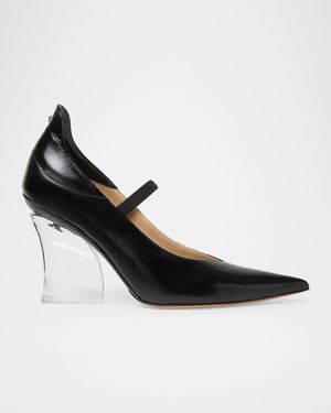 Fendi Phantom 95Mm Leather &Amp; Plexiglas Heel Pumps - Black