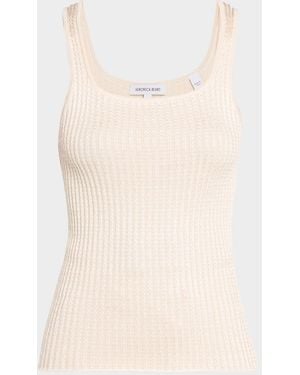 Veronica Beard Sandra Knit Square-Neck Tank Top - Natural