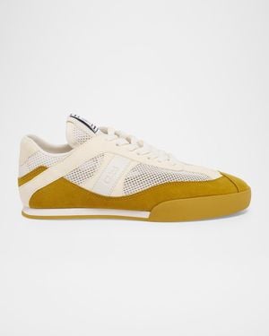 Chloé Kick Mixed Leather Retro Low-Top Sneakers - Metallic