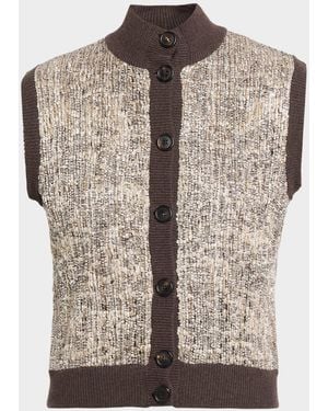 Brunello Cucinelli Couture Metallic Knit Sleeveless Sweater - Brown