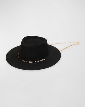 Van Palma Ulysse Merino Wool Fedora With Chain - Black