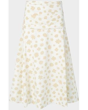 STAUD Sol Ditsy Floral Midi Skirt - Natural