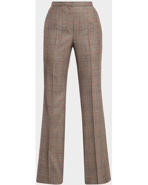 Kiton Check Straight-Leg Pants - Gray
