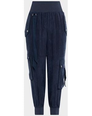Cinq À Sept Harmony Washed Twill Parachute Pants - Blue