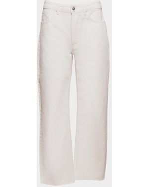Frances Valentine Andy Cropped Frayed-Hem Cotton Denim Jeans - White