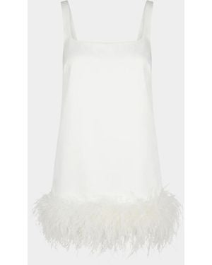 retroféte Ragna Feather-Trim Mini Dress - White