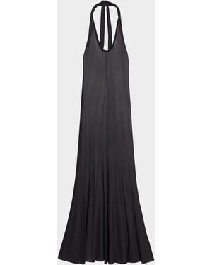 Helmut Lang Layered Stretch-Mesh Halterneck Maxi Dress - Black
