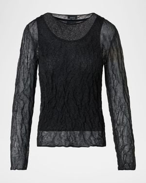 Akris Layered Sheer Long-Sleeve Top - Black