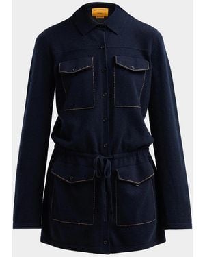 Guest In Residence Industry Cashmere Drawstring Mini Dress - Blue