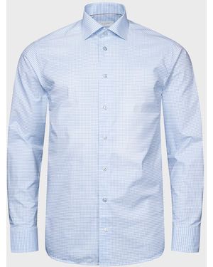 Eton Contemporary Check Elevated Poplin Shirt - Blue