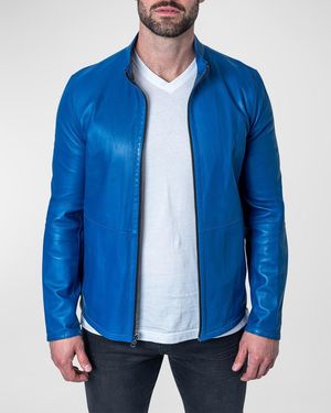 Maceoo Apos;S Reversible Leather Lab Jacket - Blue