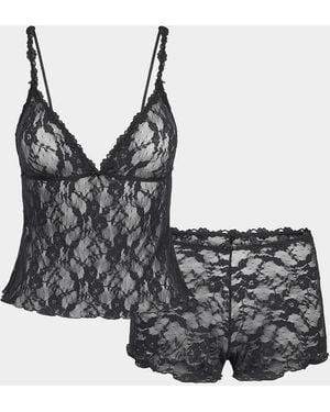 Skims Stretch Lace Cami And Short Set - Black