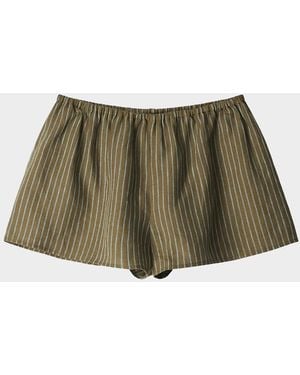 STAUD Paddle Striped Linen Shorts - Green