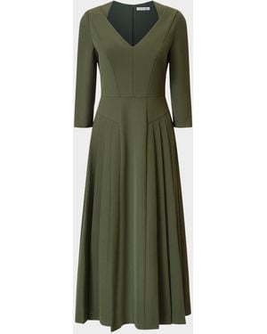 Kay Unger Enola Pleated Stretch Crepe Midi Dress - Green