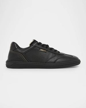 Versace Leather Low-Top Sneakers - Black