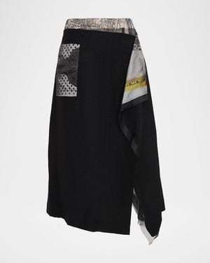Jason Wu Collage Print Deconstructed Midi Wrap Skirt - Black