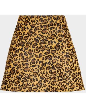 Tanya Taylor Celine Leopard-Print Calf Hair Skirt - Natural