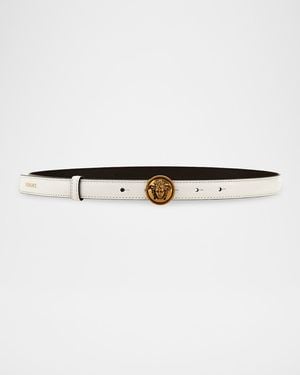 Versace Medusa Leather Belt - White