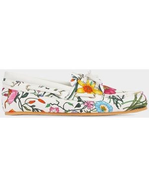 Gucci Floral Canvas Boat Shoes - Metallic