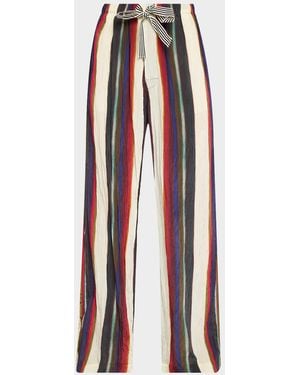 Christopher John Rogers Morris Stripe Relaxed Wide-Leg Pants - Red
