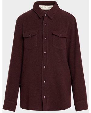 God & apos;s True Cashmere Claret Solid Cashmere Button-Down Shirt - Purple