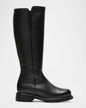 La Canadienne Harry Shearling-Lined Pebbled Leather Knee-High Boots - Black