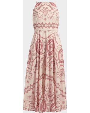 MISA Los Angles Amity Printed Cotton-Blend Midi Dress - Pink