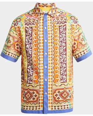 Etro Ornate Floral Short-Sleeve Shirt - White
