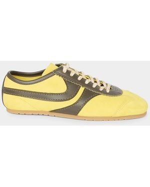 Dries Van Noten Mixed Leather Retro Runner Sneakers - Yellow