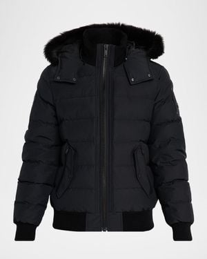 Moose Knuckles Apos;S Onyx Scotchtown Shearling-Trim Bomber Jacket - Blue