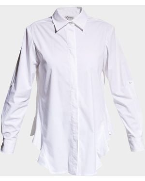 Finley Agatha Side-Flounce Poplin Shirt - White