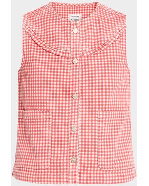 Damson Madder Mari Gingham Button-Front Top - Pink