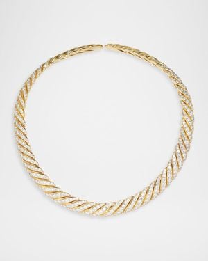 David Yurman Sculpted Cable Flex Necklace With Diamonds - Natural