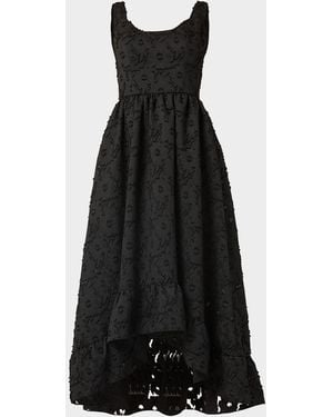 Shoshanna Neela High-Low Floral Jacquard Gown - Black