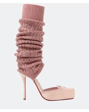 Christian Louboutin 110Mm Cassia Annmac Satin Leg Warmer Pumps - Pink