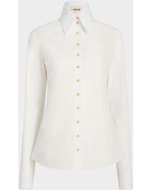 KHAITE Ivy Cotton Button-Front Shirt - White