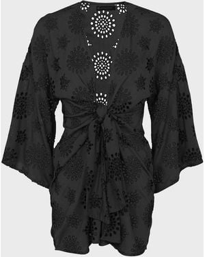 ViX Perola Knot Short Caftan Coverup - Black